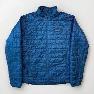 Patagonia Nano Puff Jacket M Blue Full Zip Puffer Jacket Insulated Outerwear